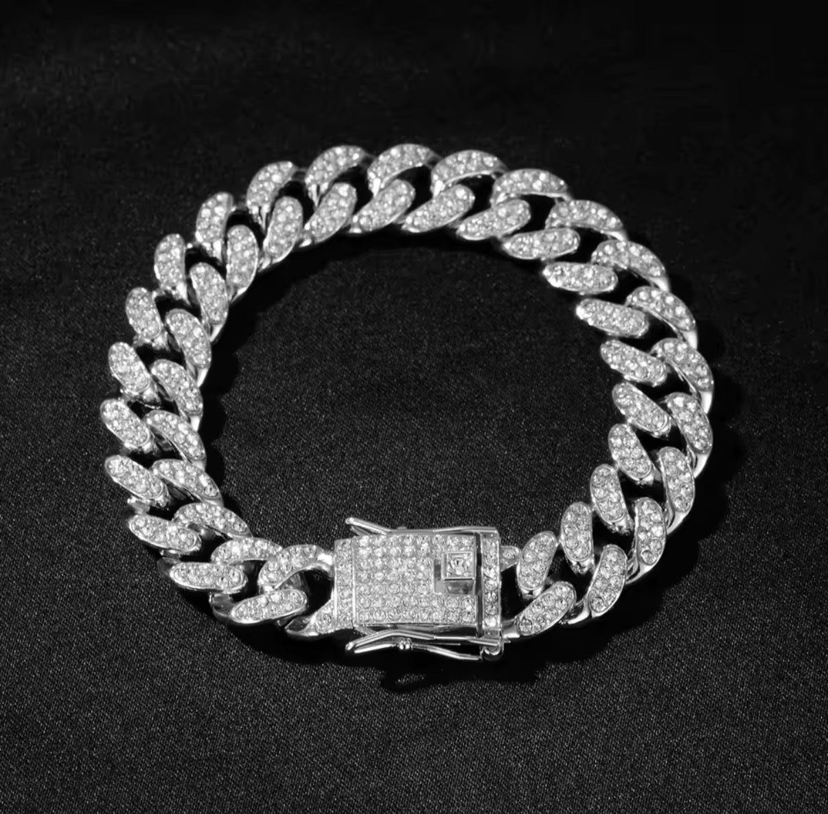 TITANCLAVE – Bracciale a maglie cubane ghiacciate grandi