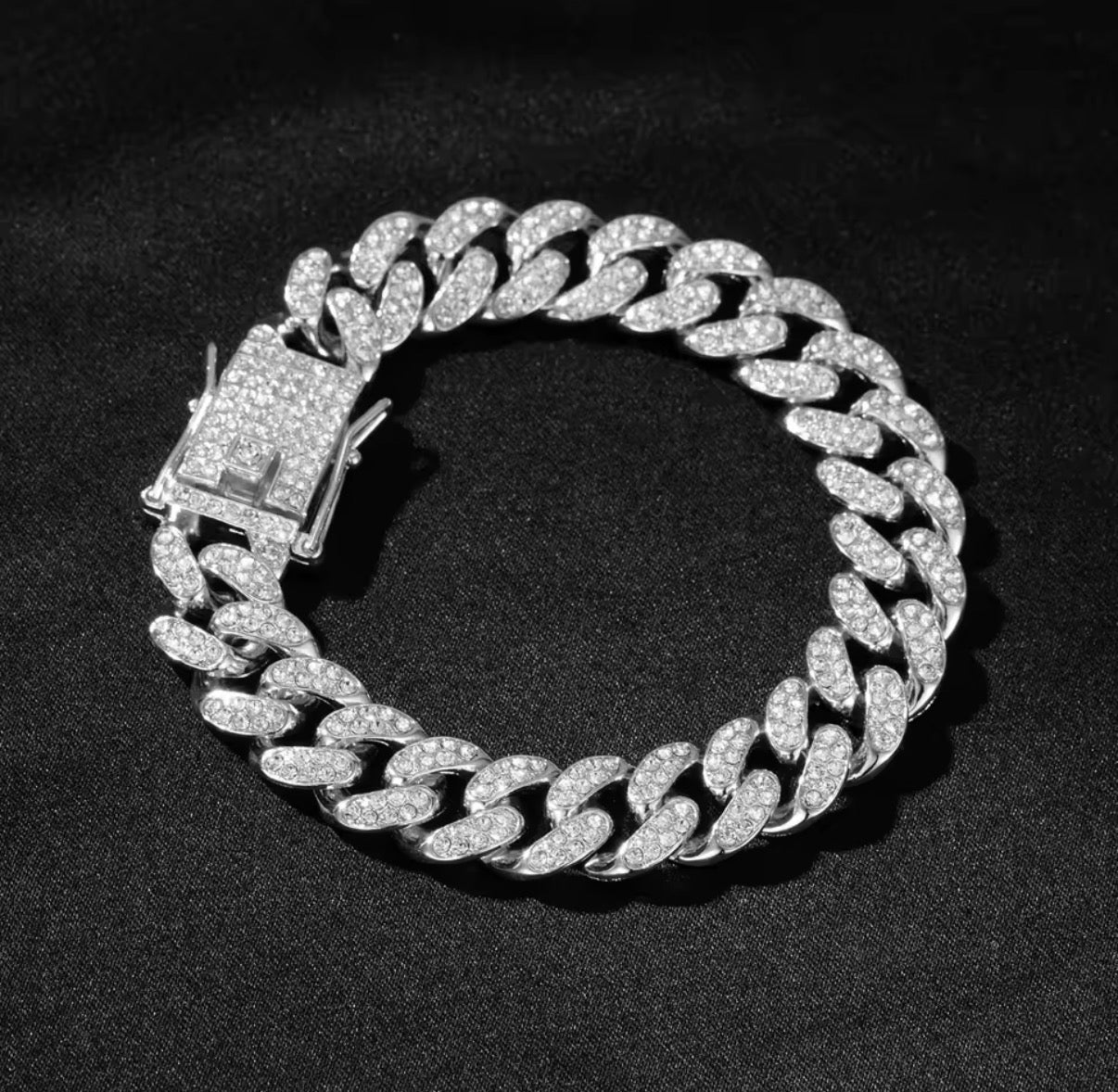 TITANCLAVE – Bracciale a maglie cubane ghiacciate grandi
