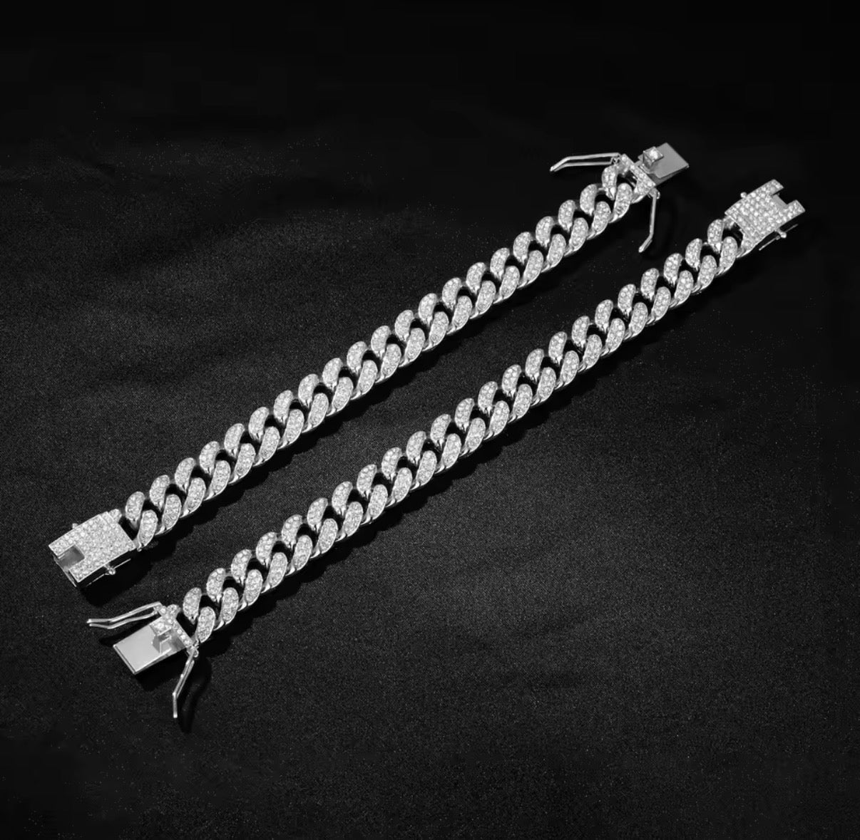 TITANCLAVE – Bracciale a maglie cubane ghiacciate grandi