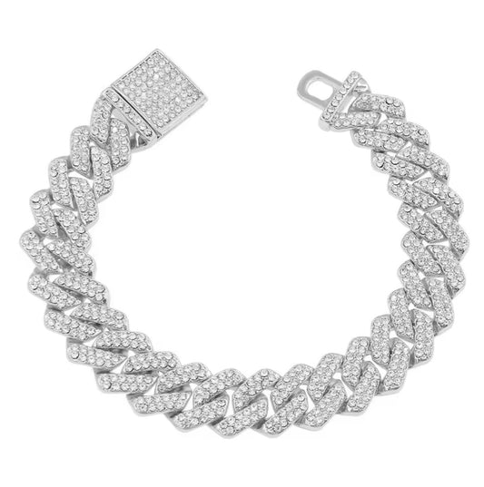 TITANCLAVE – Bracciale a maglie cubane ghiacciate grandi